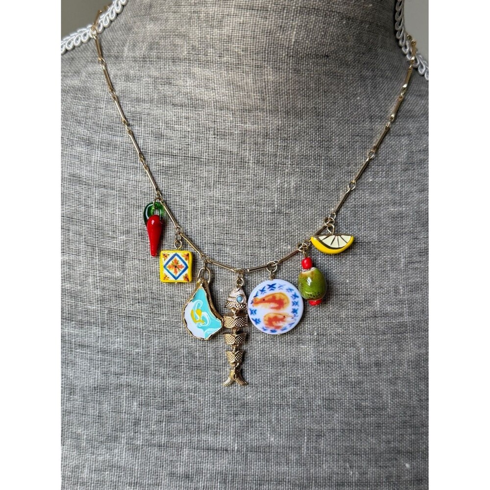 Atterri Tapas Oyster, Fish, Olive, Lemon, ShrimpChili Pepper Charm Necklace